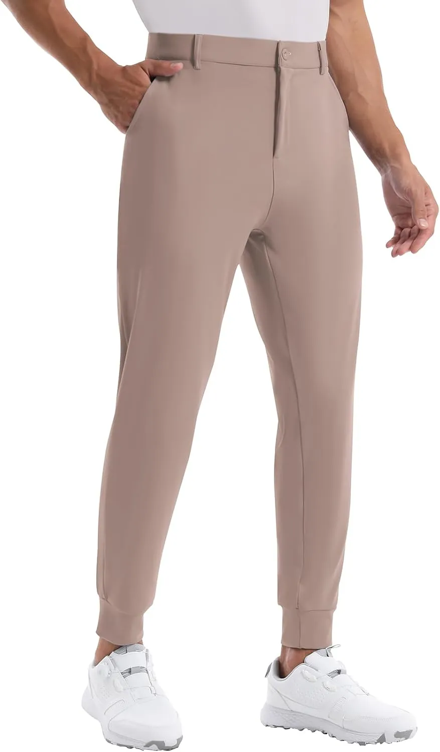 CANGHPGIN Mens Athletic Joggers with Zipper Pockets Lightweight Golf Pants Men Stretch Relaxed Fit Tapered Work Travel Pants