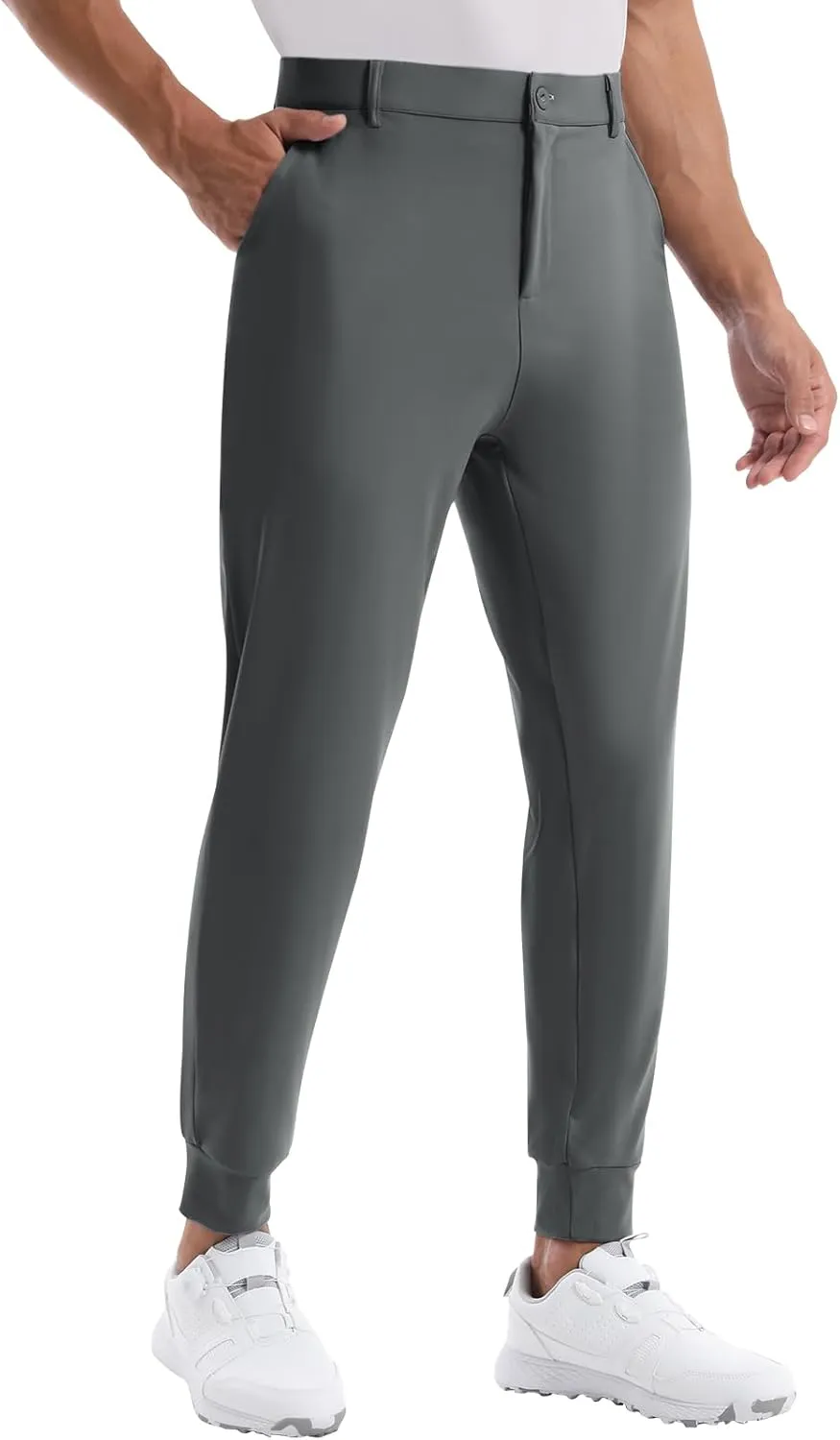 CANGHPGIN Mens Athletic Joggers with Zipper Pockets Lightweight Golf Pants Men Stretch Relaxed Fit Tapered Work Travel Pants