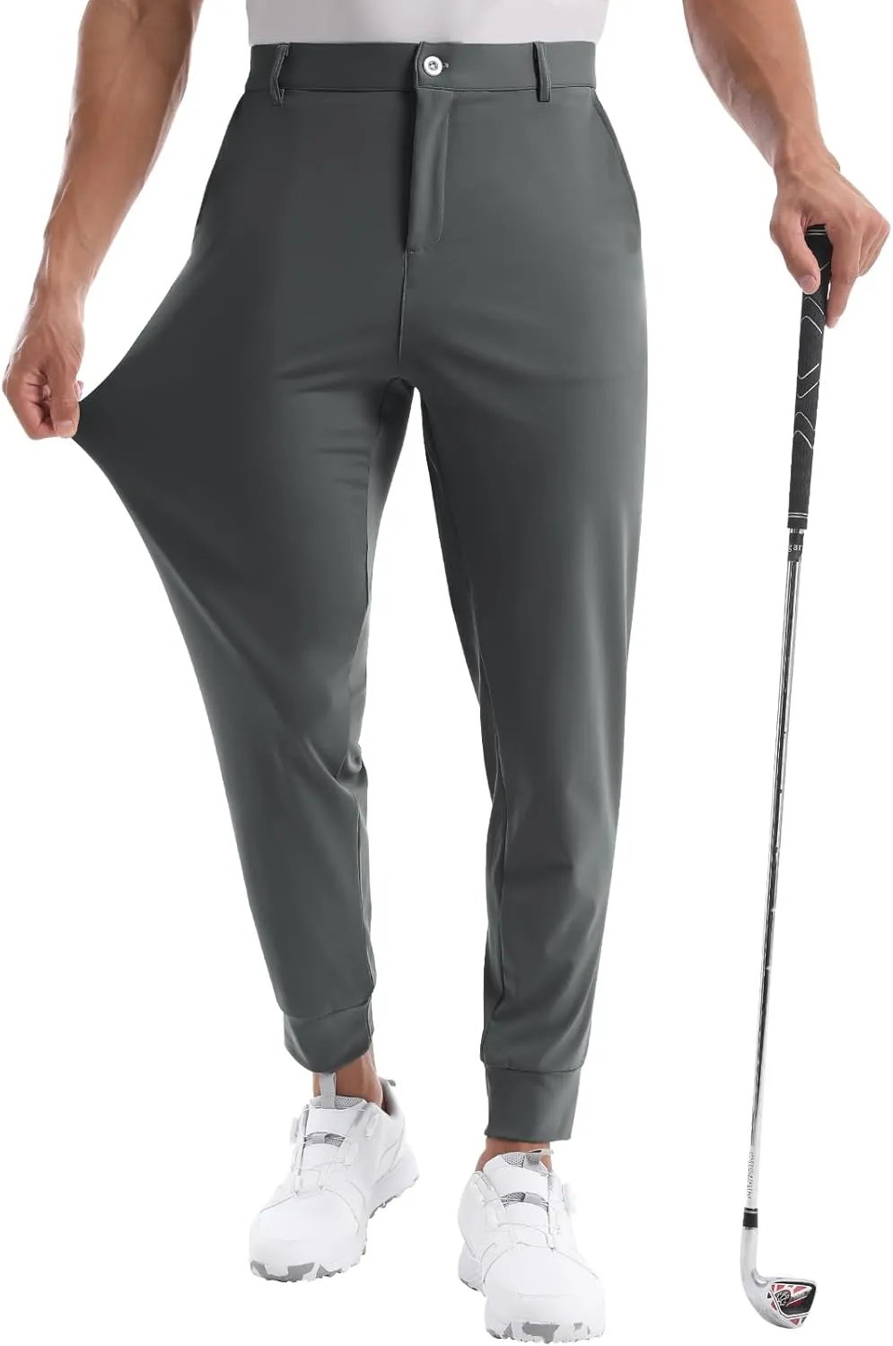 CANGHPGIN Mens Athletic Joggers with Zipper Pockets Lightweight Golf Pants Men Stretch Relaxed Fit Tapered Work Travel Pants