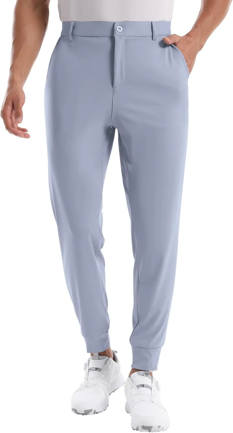 CANGHPGIN Mens Athletic Joggers with Zipper Pockets Lightweight Golf Pants Men Stretch Relaxed Fit Tapered Work Travel Pants