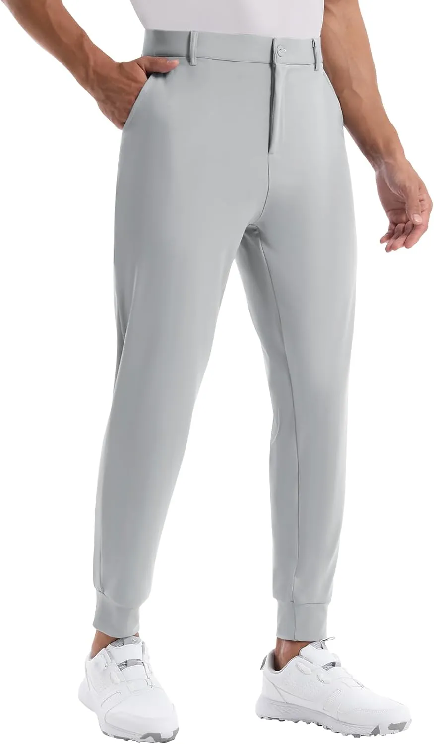 CANGHPGIN Mens Athletic Joggers with Zipper Pockets Lightweight Golf Pants Men Stretch Relaxed Fit Tapered Work Travel Pants