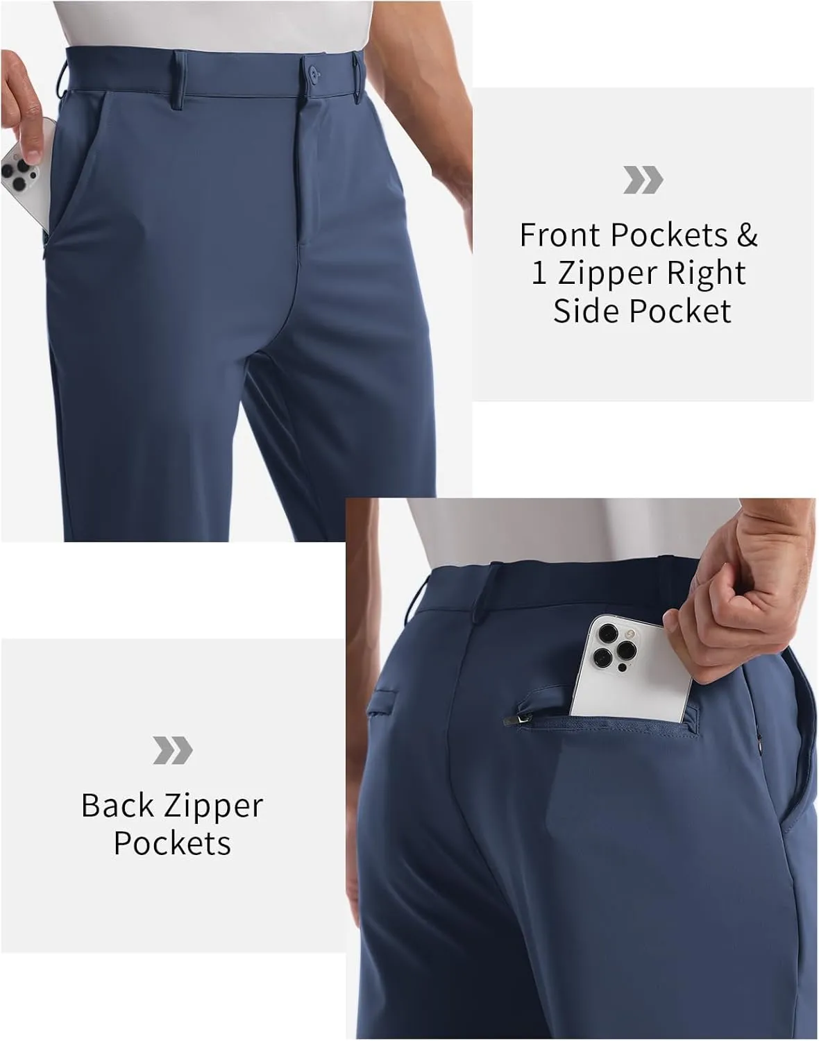 CANGHPGIN Mens Athletic Joggers with Zipper Pockets Lightweight Golf Pants Men Stretch Relaxed Fit Tapered Work Travel Pants