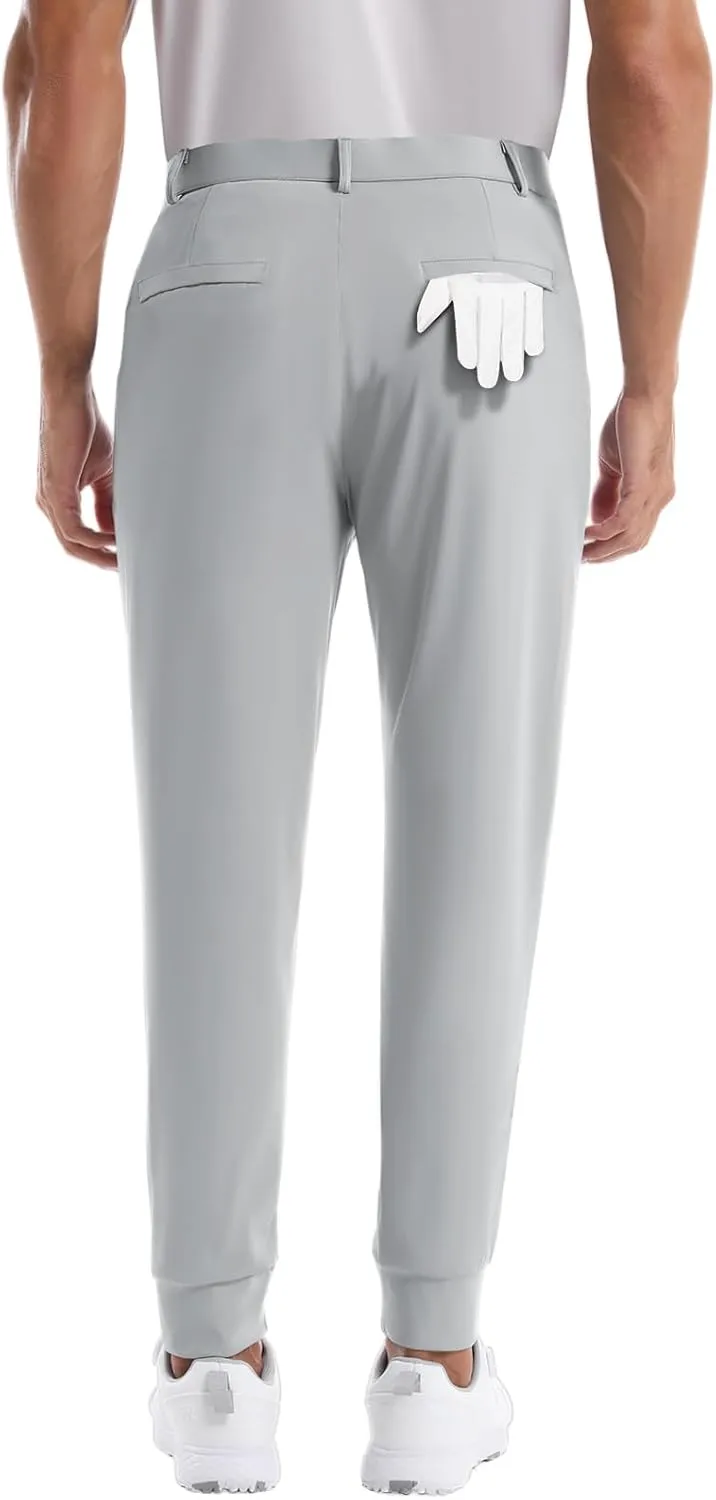 CANGHPGIN Mens Athletic Joggers with Zipper Pockets Lightweight Golf Pants Men Stretch Relaxed Fit Tapered Work Travel Pants