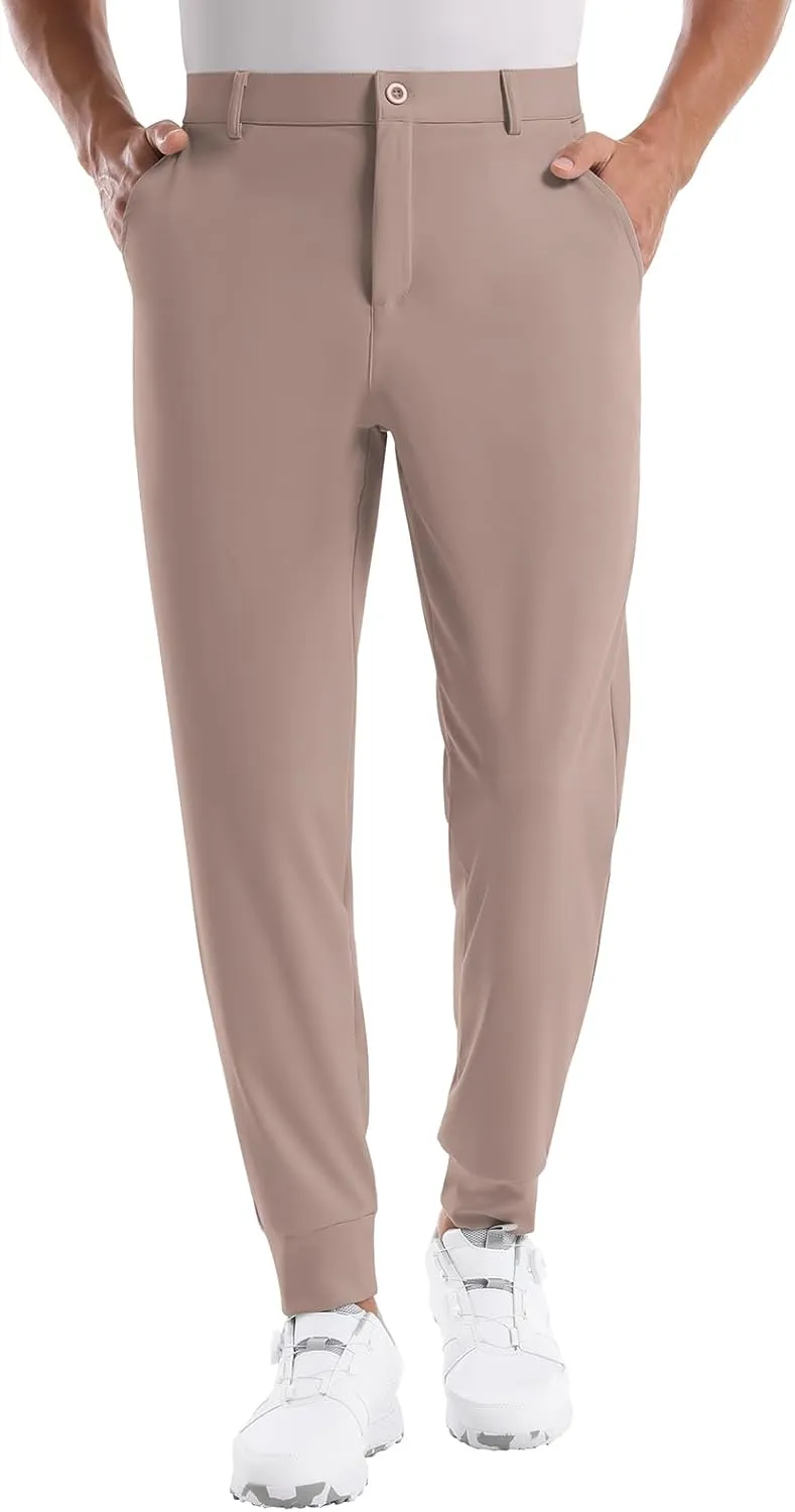 CANGHPGIN Mens Athletic Joggers with Zipper Pockets Lightweight Golf Pants Men Stretch Relaxed Fit Tapered Work Travel Pants
