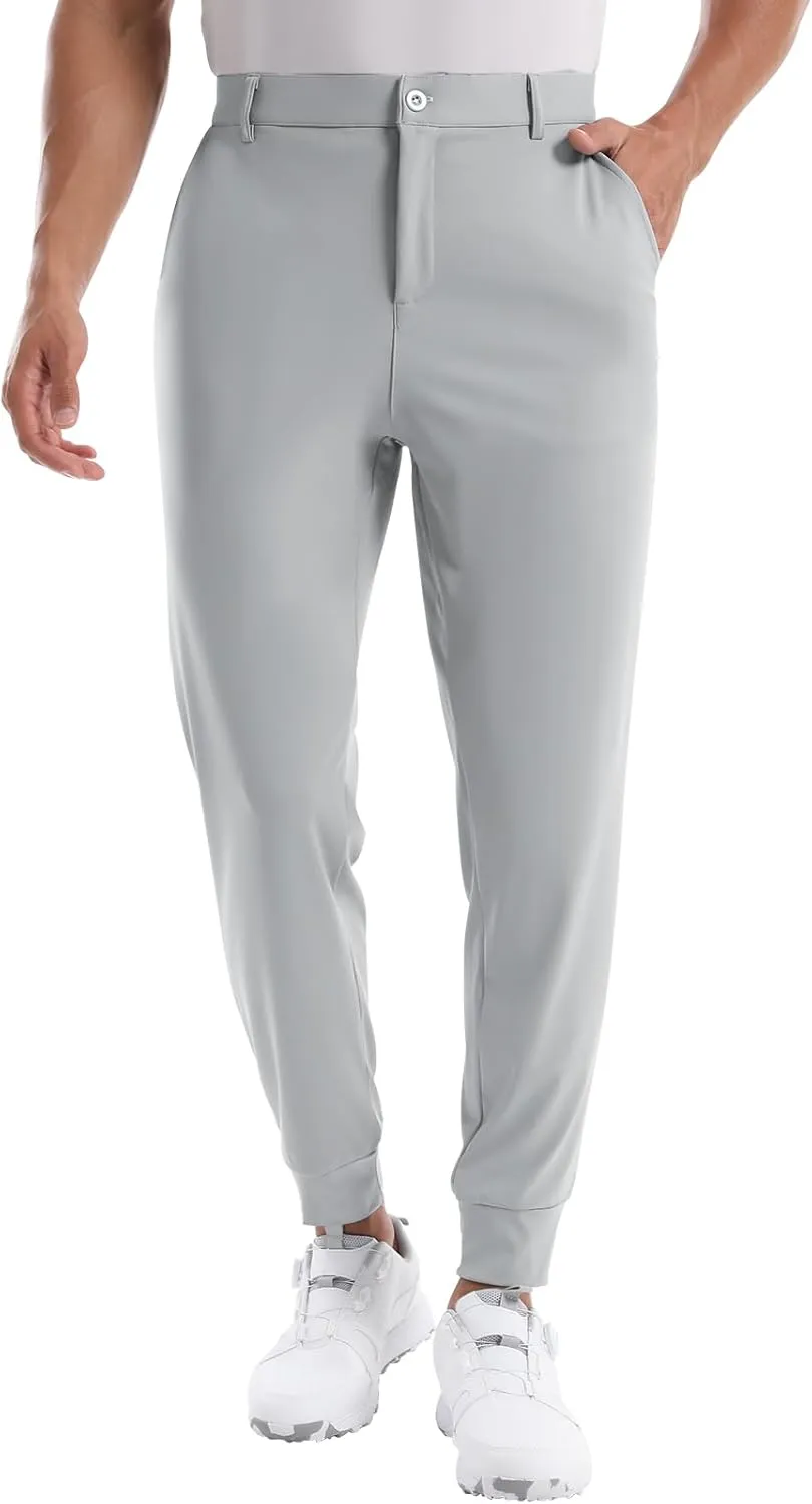 CANGHPGIN Mens Athletic Joggers with Zipper Pockets Lightweight Golf Pants Men Stretch Relaxed Fit Tapered Work Travel Pants