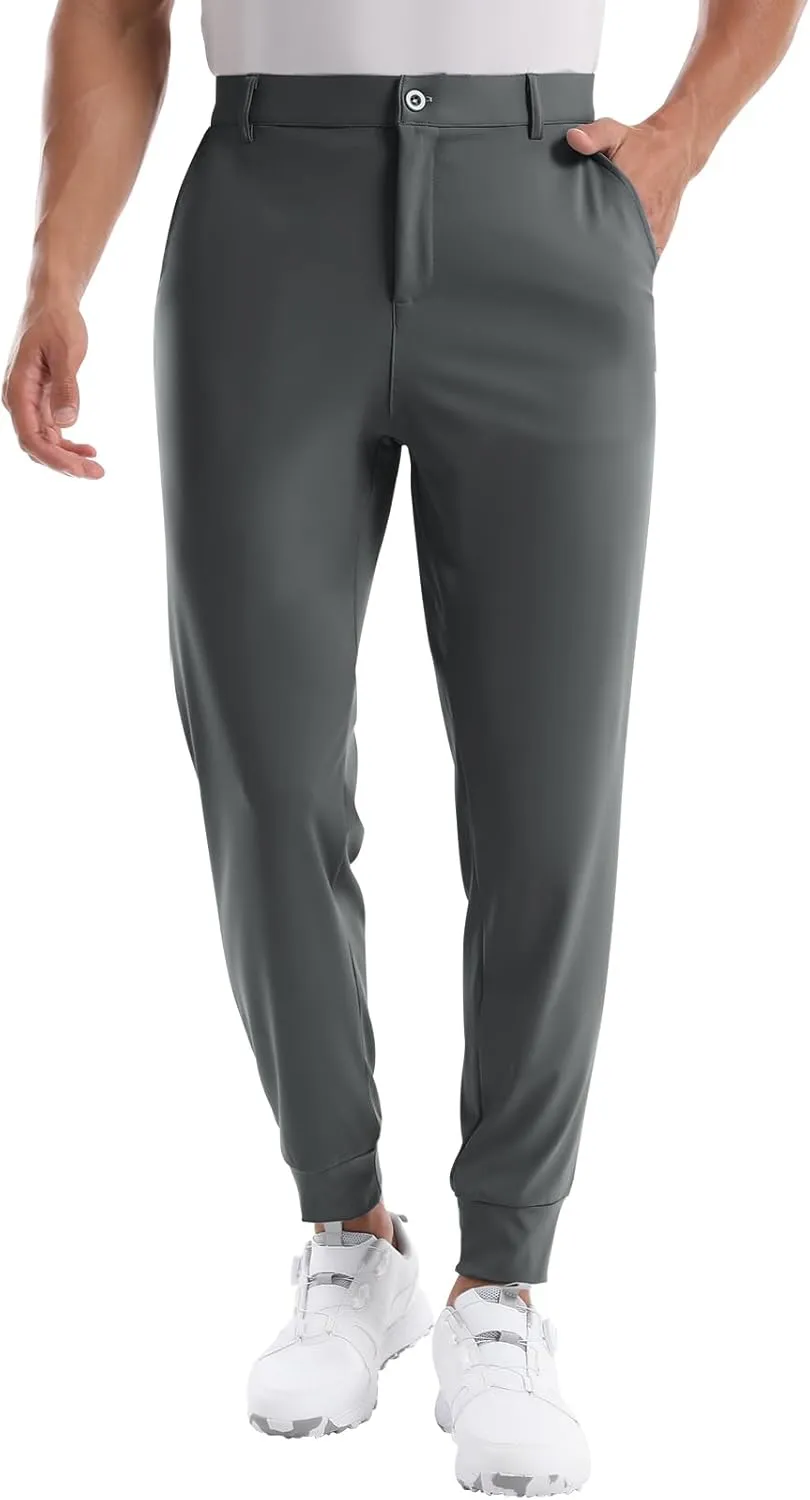CANGHPGIN Mens Athletic Joggers with Zipper Pockets Lightweight Golf Pants Men Stretch Relaxed Fit Tapered Work Travel Pants