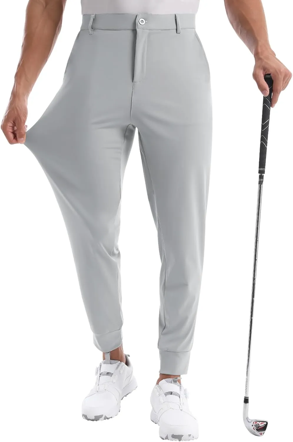 CANGHPGIN Mens Athletic Joggers with Zipper Pockets Lightweight Golf Pants Men Stretch Relaxed Fit Tapered Work Travel Pants