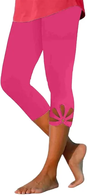 Capri Leggings for Women Summer Cropped High Waisted Knee Length Yoga Pants Comfy Stretchy Workout Compression Pants