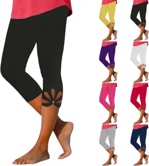 Capri Leggings for Women Summer Cropped High Waisted Knee Length Yoga Pants Comfy Stretchy Workout Compression Pants