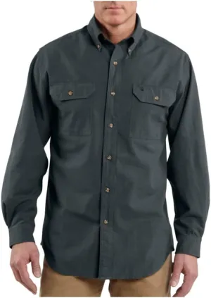 Carhartt Men's Big Relaxed Fit Midweight Long-Sleeve Shirt, Black Chambray, 2X-Large/Tall