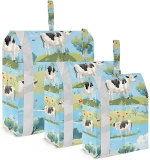 Cartoon Cute Cows Packing Cubes Lightweight Luggage Organizer with Handle Travel Organizer Bags for Carry-On Luggage