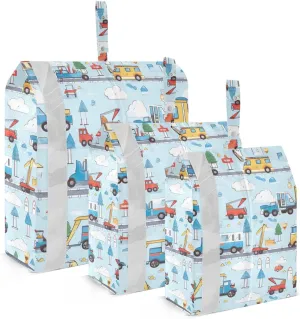 Cartoon Truck Cute Vehicles Packing Cubes Lightweight Luggage Organizer with Handle Travel Organizer Bags for Suitacase Luggage Carry On