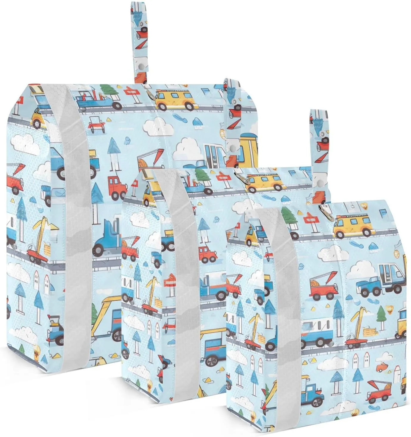 Cartoon Truck Cute Vehicles Packing Cubes Lightweight Luggage Organizer with Handle Travel Organizer Bags for Suitacase Luggage Carry On