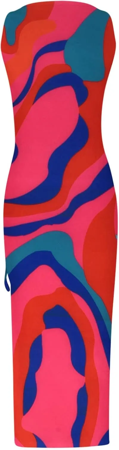 Ceboyel Womens Ribbed Tank Dress Bodycon Summer Dresses Split Casual Sun Dresses Trendy Sexy Maxi Long Sundresses 2023