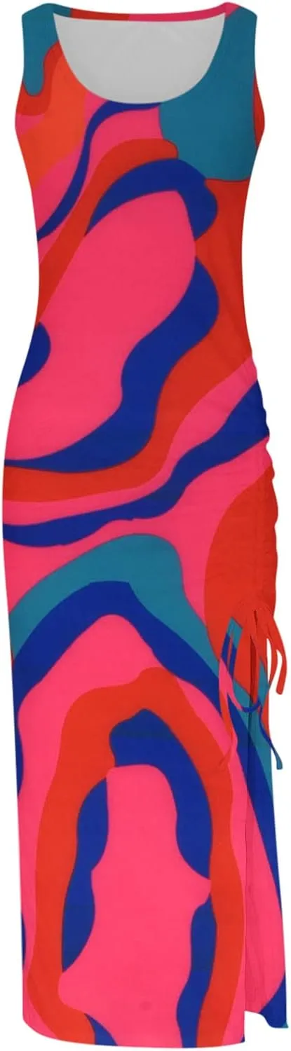 Ceboyel Womens Ribbed Tank Dress Bodycon Summer Dresses Split Casual Sun Dresses Trendy Sexy Maxi Long Sundresses 2023