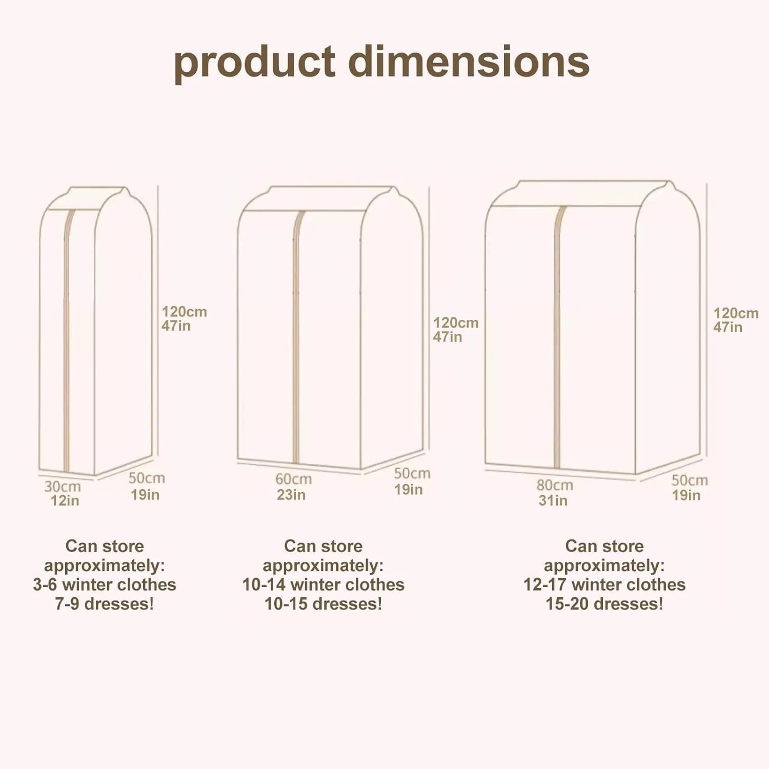 Clear Garment Bags, Printed Garment Covers with Zip, Clothes Cover for Hanging, Dustproof, Washable, for Dress, Suit, Coat(Blue,60x50x120cm)