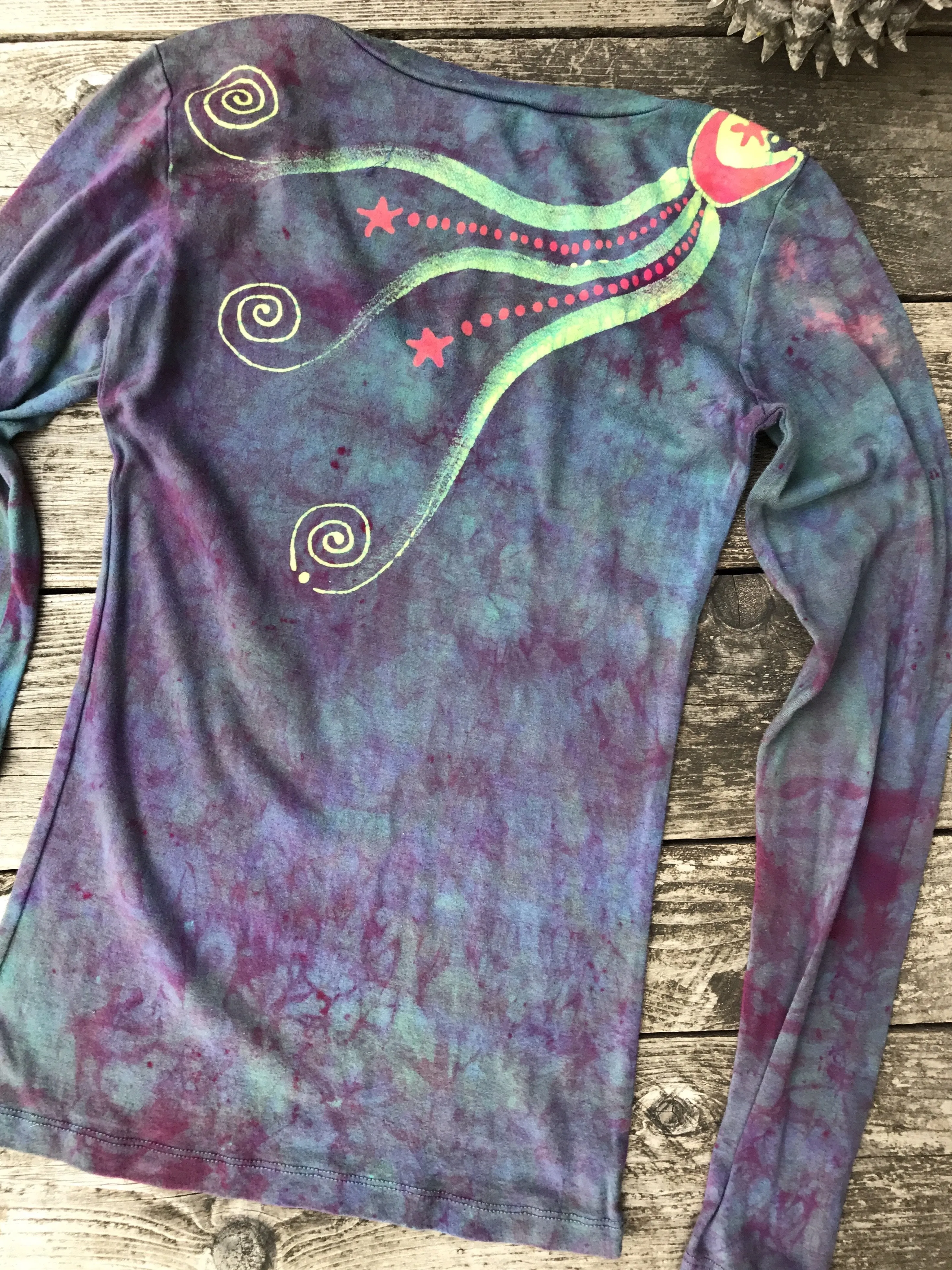 Cloudy Morning Sunrise Long Sleeve Batik Top