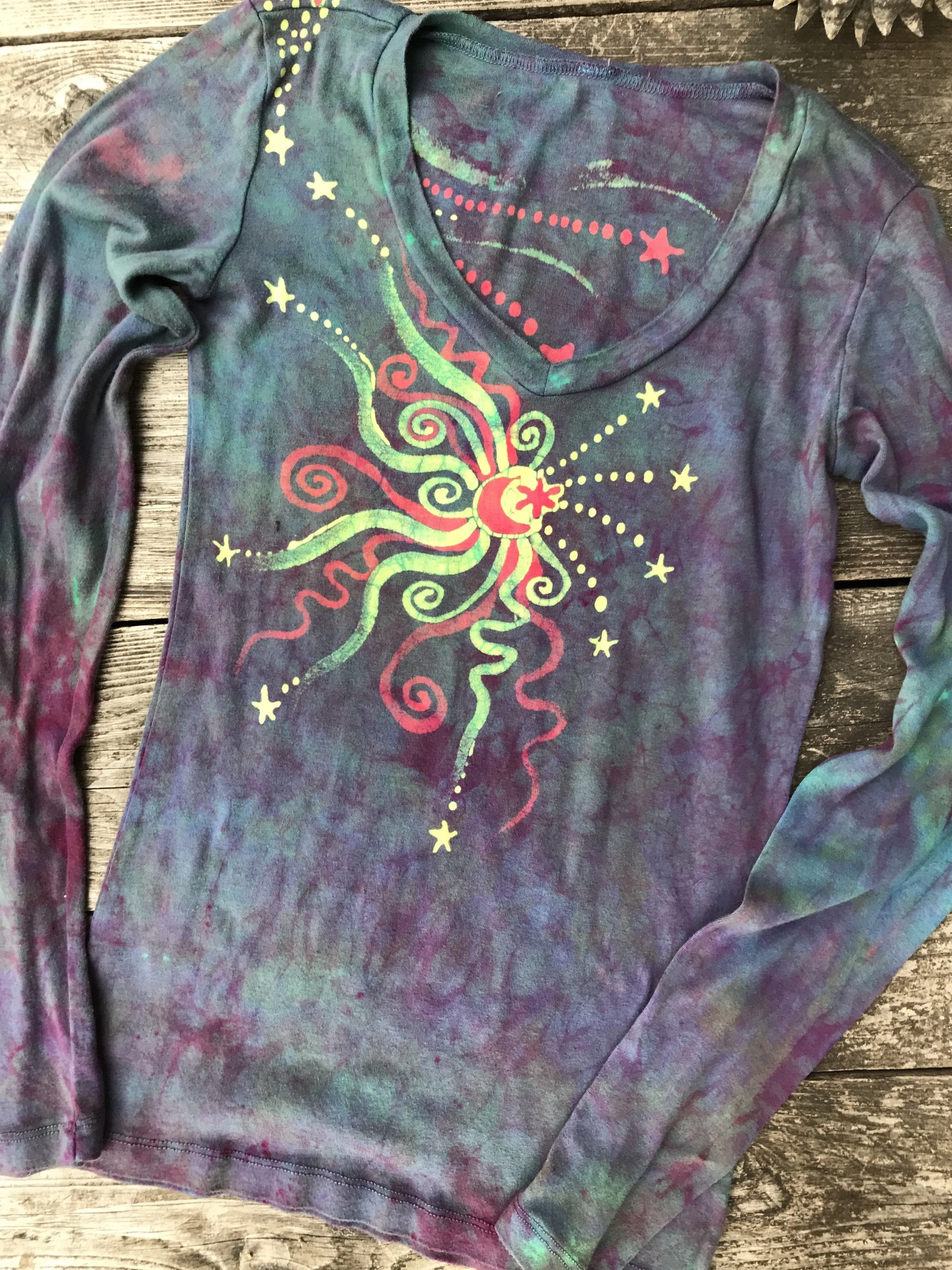 Cloudy Morning Sunrise Long Sleeve Batik Top