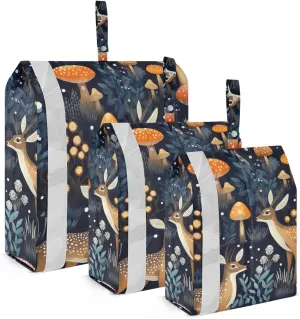Colorful Deers Mushrooms Packing Cubes Lightweight Luggage Organizer with Handle Travel Organizer Bags for Suitcase Clothes Luggage
