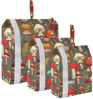 Colorful Leaves Mushroom Packing Cubes Lightweight Luggage Organizer with Handle Travel Organizer Bags for House Home Clothes