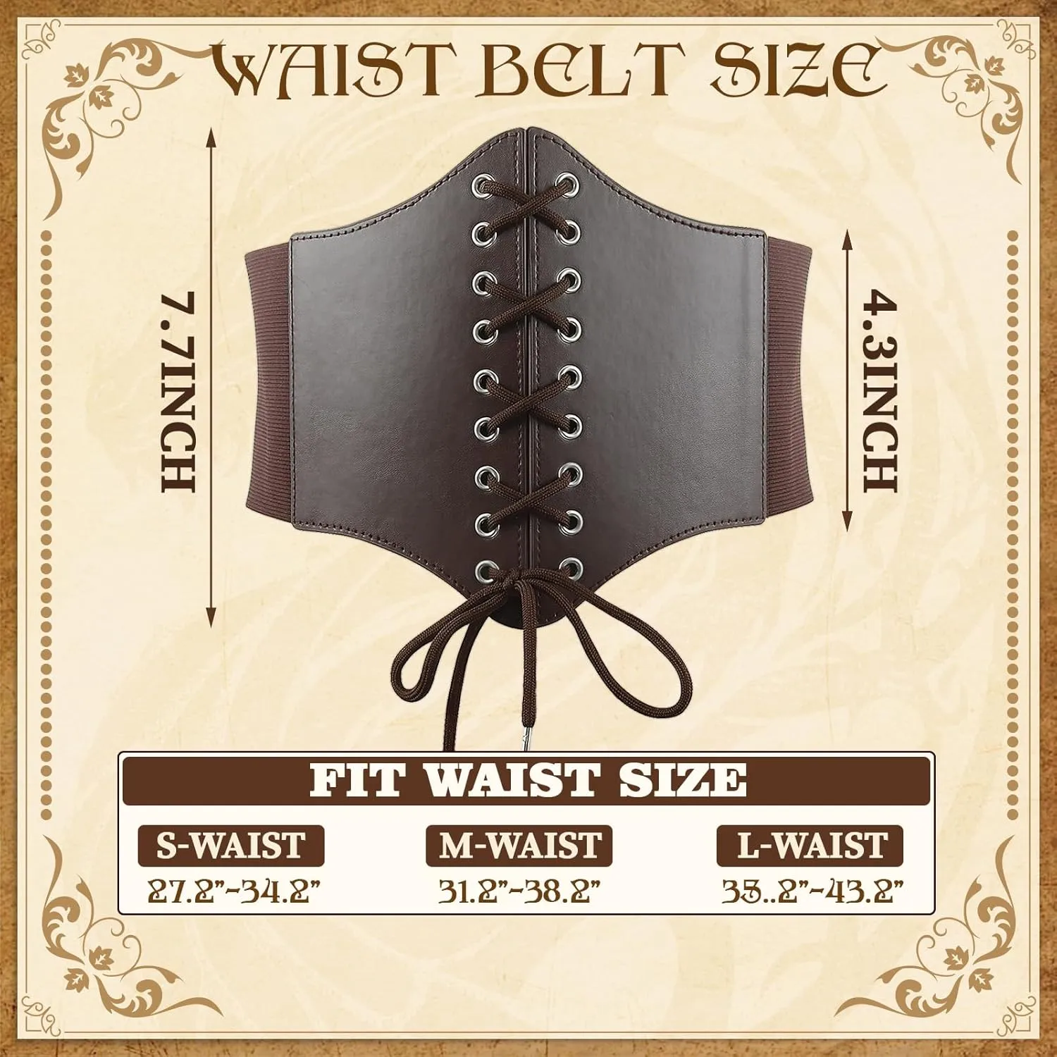 Corset Renaissance Belt Medieval Renaissance Belt Pouch Cork Potion Bottle Festival Halloween Costume Accessory(M-Waist/31.2"-38.2")