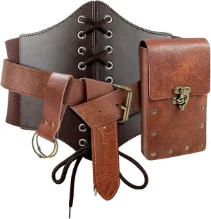 Corset Renaissance Belt Medieval Renaissance Belt Pouch Cork Potion Bottle Festival Halloween Costume Accessory(M-Waist/31.2"-38.2")