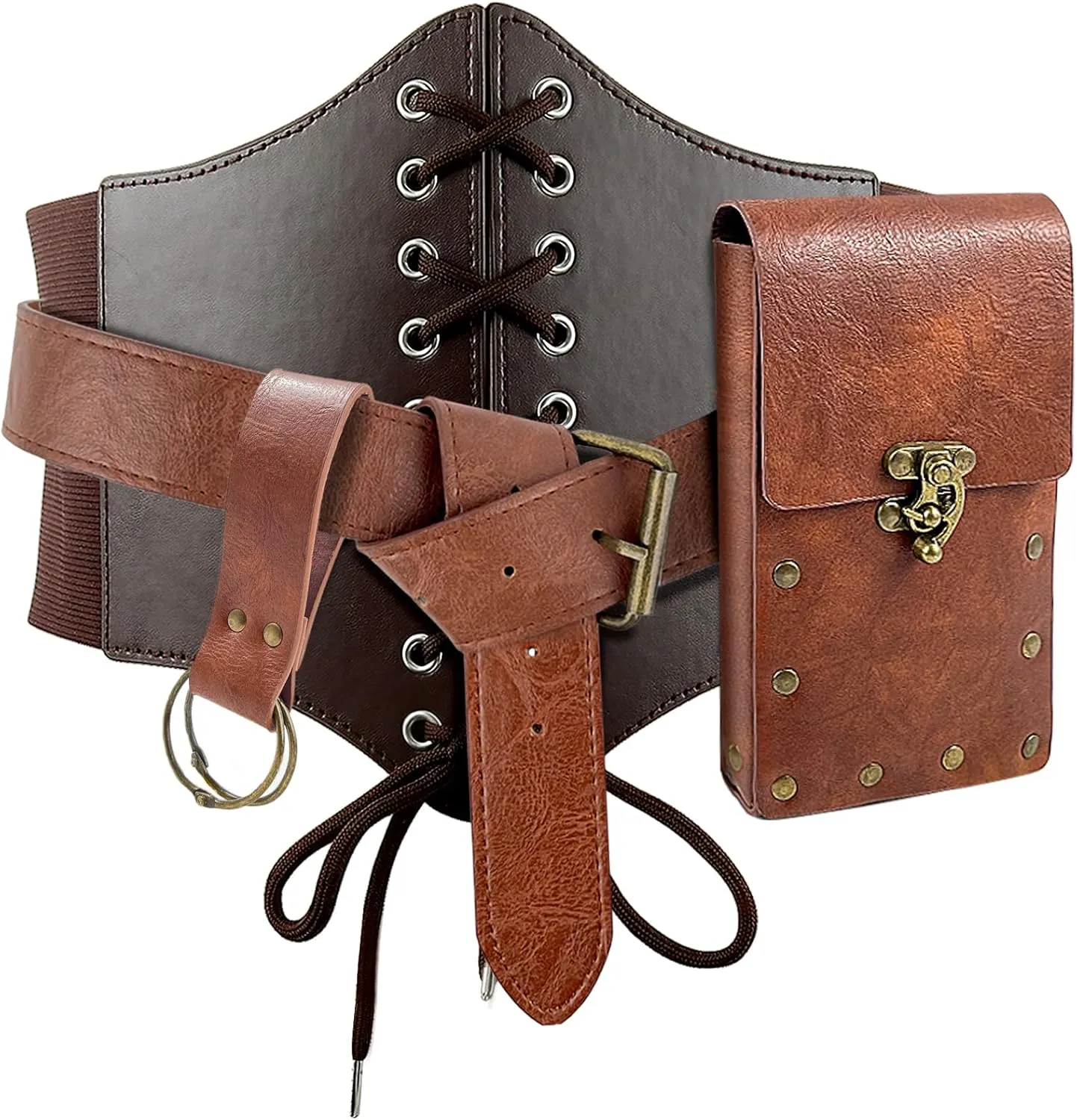 Corset Renaissance Belt Medieval Renaissance Belt Pouch Cork Potion Bottle Festival Halloween Costume Accessory(M-Waist/31.2"-38.2")
