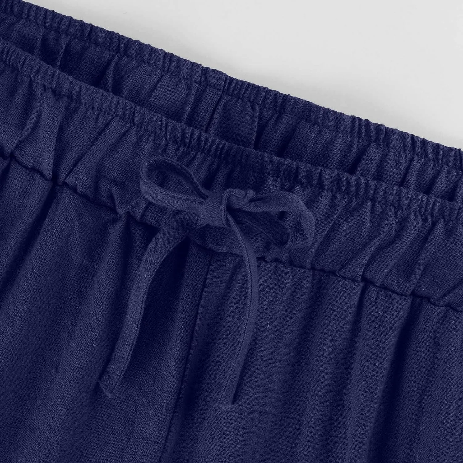 Cotton Linen Pants Women Summer Lightweight Boho Flowy Wide Leg Pants Casual Beach Drawstring Waist Palazzo Pants