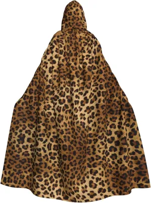 Cute Leopard Print Hooded Cloak Wizard Cape Halloween Witch Costume For Men Women Cosplay Party Capes