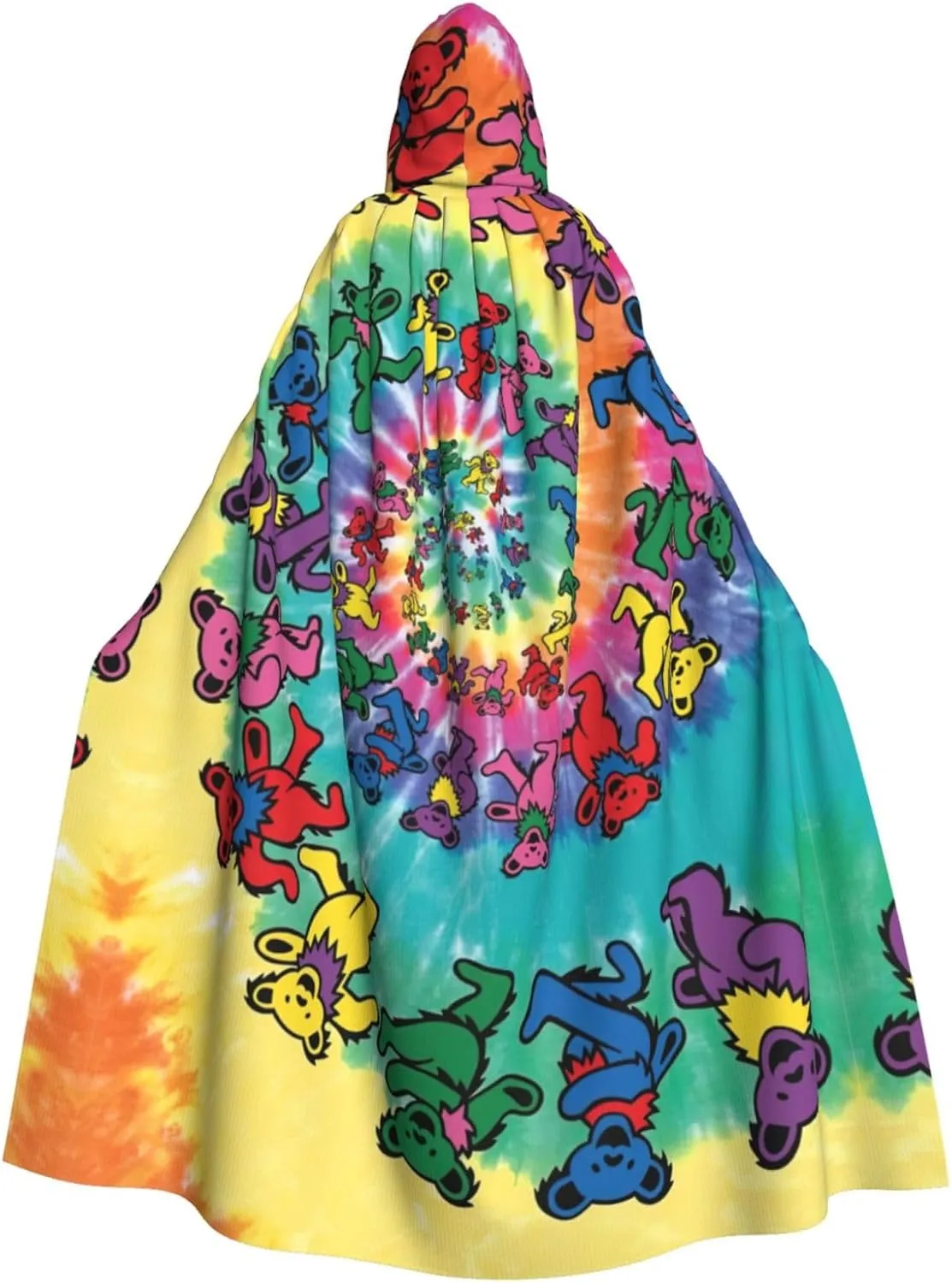 Dancing Thanksgiving Bear Print Hooded Cloak Wizard Cape Halloween Witch Costume For Men Women Cosplay Party Capes