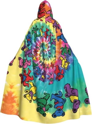 Dancing Thanksgiving Bear Print Hooded Cloak Wizard Cape Halloween Witch Costume For Men Women Cosplay Party Capes