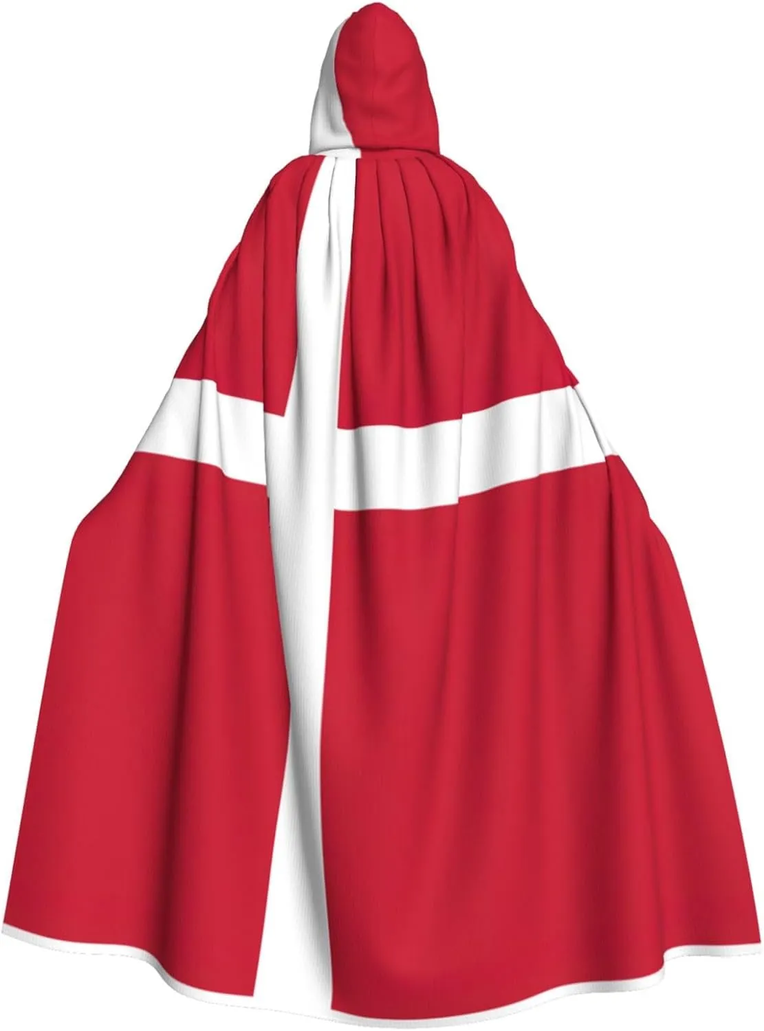 Danish Flag Print Hooded Cloak Wizard Cape Halloween Witch Costume For Men Women Cosplay Party Capes