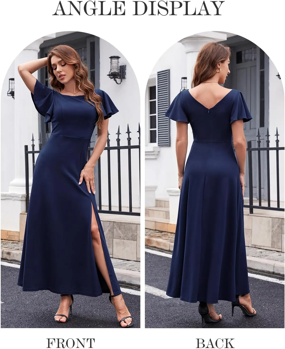 DRESSTELLS Formal Dress for Women, Cocktail Wedding Guest Party Prom Dress, Long Split Gowns and Evening Dresses