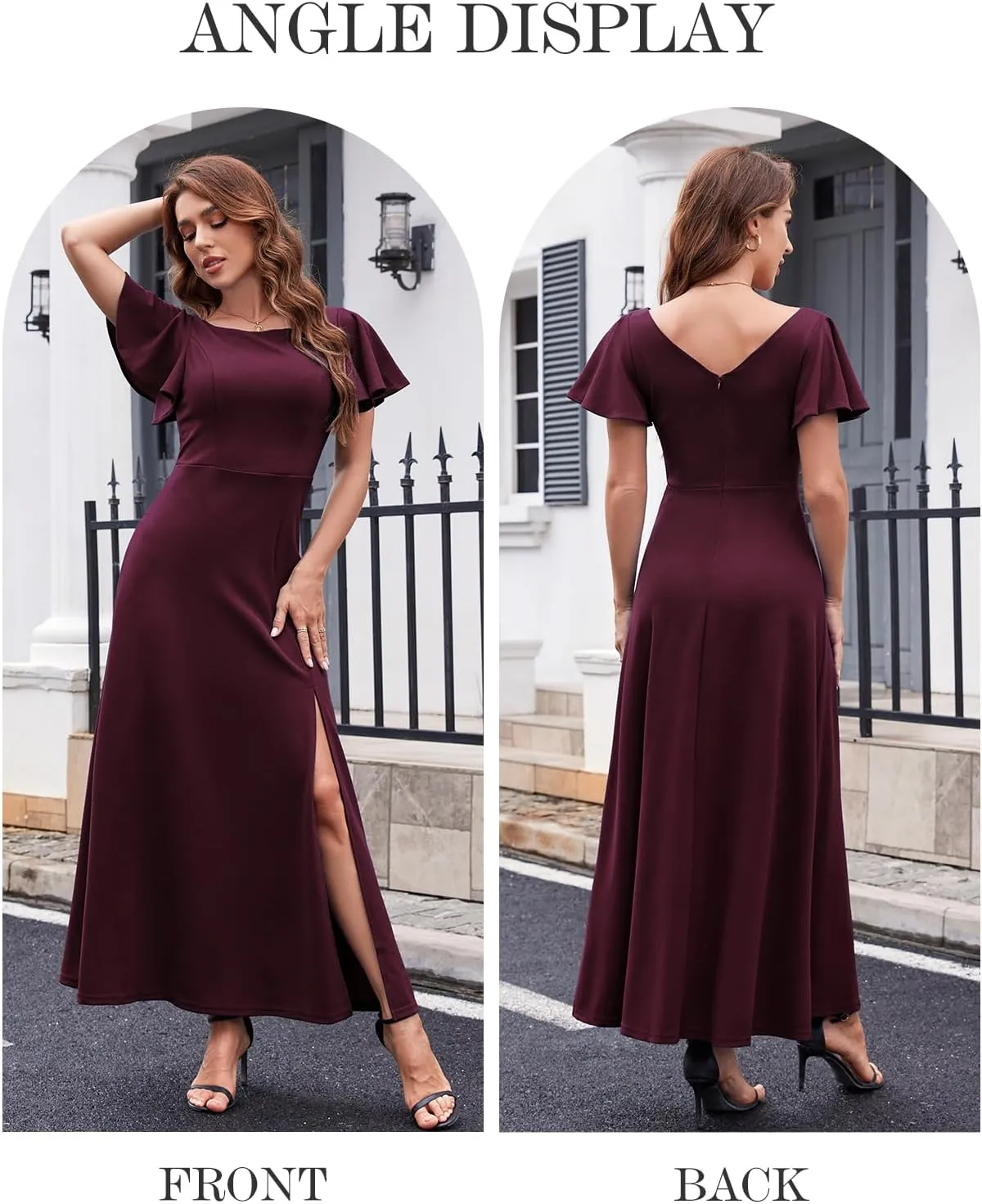 DRESSTELLS Formal Dress for Women, Cocktail Wedding Guest Party Prom Dress, Long Split Gowns and Evening Dresses