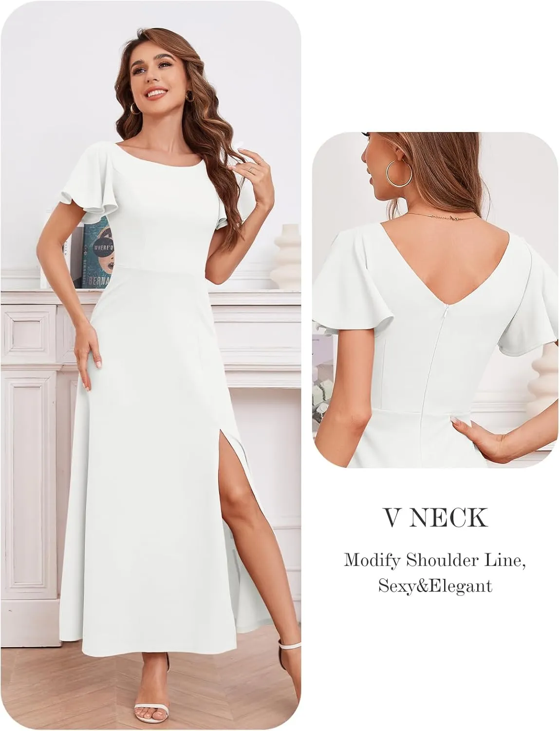 DRESSTELLS Formal Dress for Women, Cocktail Wedding Guest Party Prom Dress, Long Split Gowns and Evening Dresses
