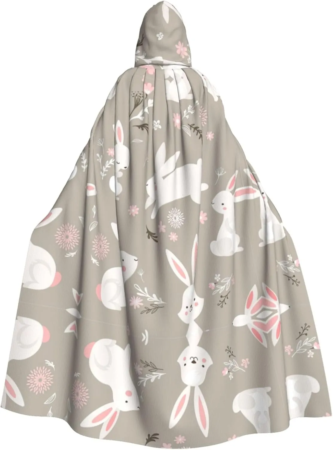 Easter Bunny Floral Print Hooded Cloak Wizard Cape Halloween Witch Costume For Men Women Cosplay Party Capes