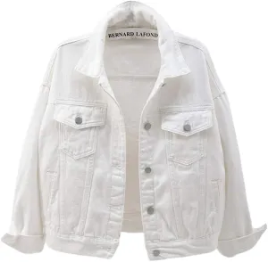 ebossy Women's Candy Color Denim Jacket Relaxed Fit Casual Jean Trucker Jacket
