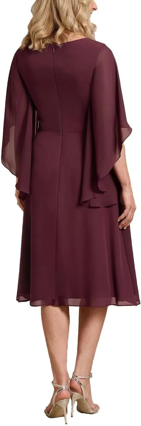 Elegant Chiffon Mother of The Bride Dress for Wedding A-Line Knee Length Outfit for Mother of The Groom