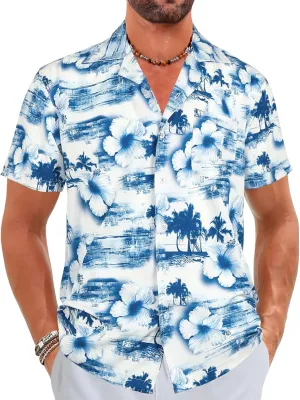ELETOP Men's Hawaiian Shirts Short Sleeve Floral Beach Shirts Button Down Tropical Aloha Vacation Shirts