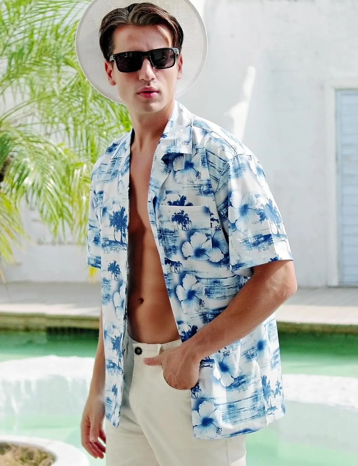 ELETOP Men's Hawaiian Shirts Short Sleeve Floral Beach Shirts Button Down Tropical Aloha Vacation Shirts
