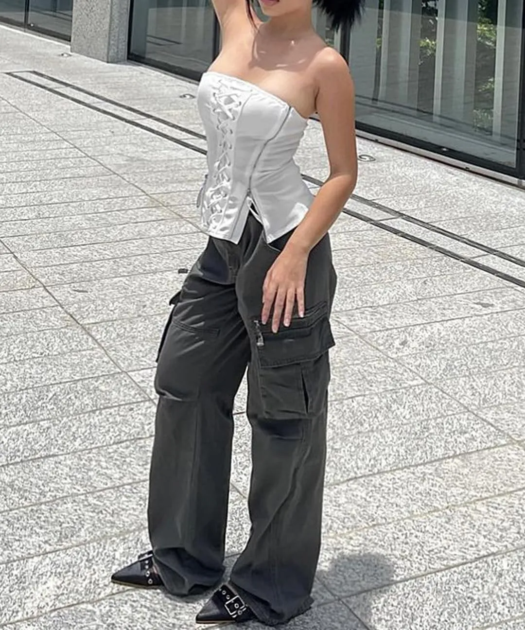 EMMIOL Cargo Pants for Women Y2K Clothing High Waisted Travel Tactical Streetwear Casual Pants with Pockets