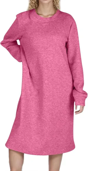 Fall Dresses for Women 2024 Trendy Long Sleeve Crewneck Causal Dress Fall Fashion Solid T-Shirt Dress Outfits Clothes