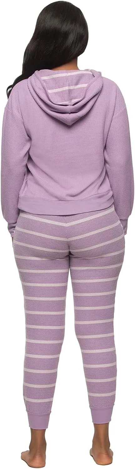 Felina Jolie 2-Piece Hoodie & Jogger Lounge Set - Waffle Knit Fabric and Relaxed Fit Loungewear
