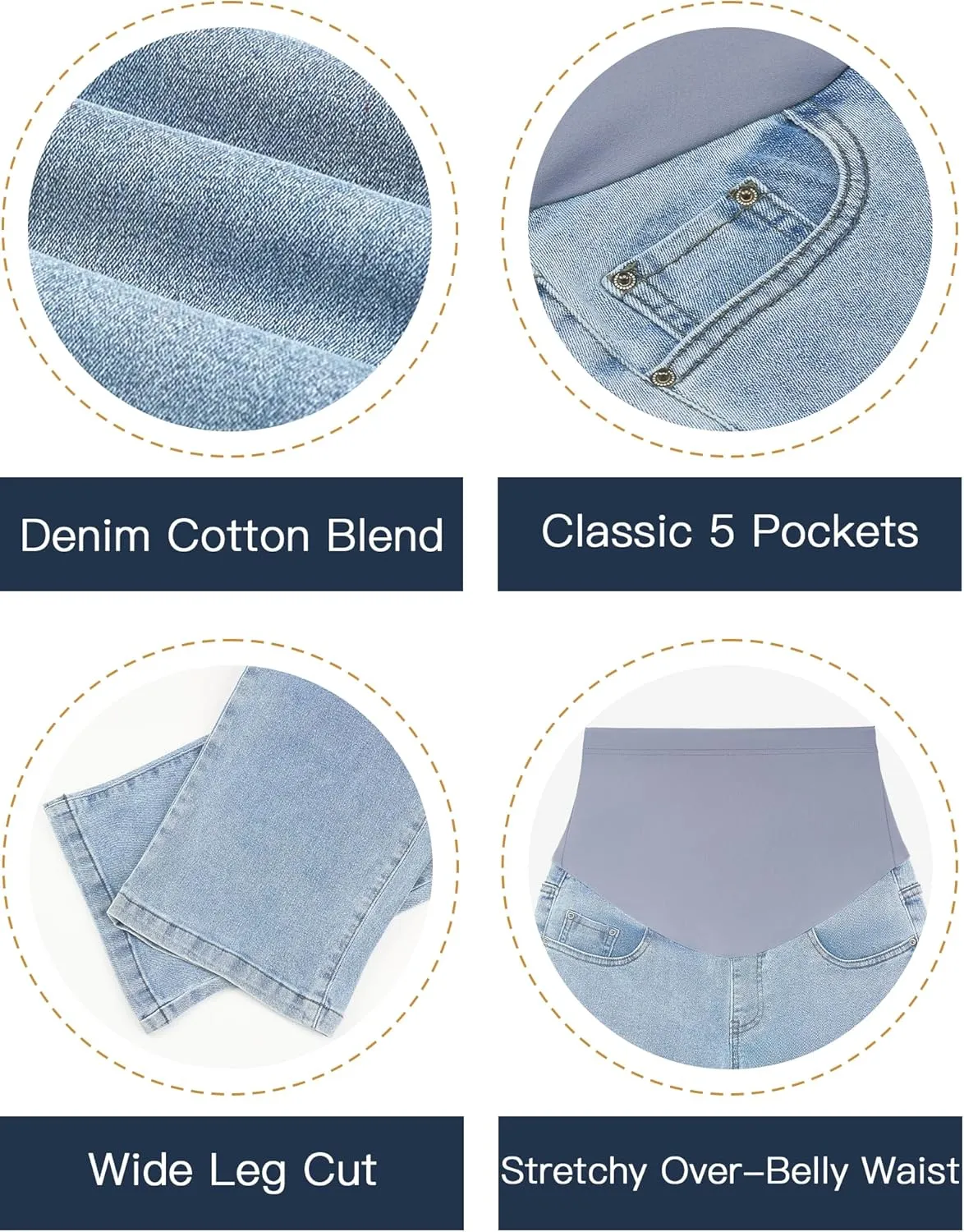 fitglam Women's Maternity Jeans Straight Leg Relaxed Fit Over Belly Pregnancy Denim Work Pants Maternity Clothes with Pockets