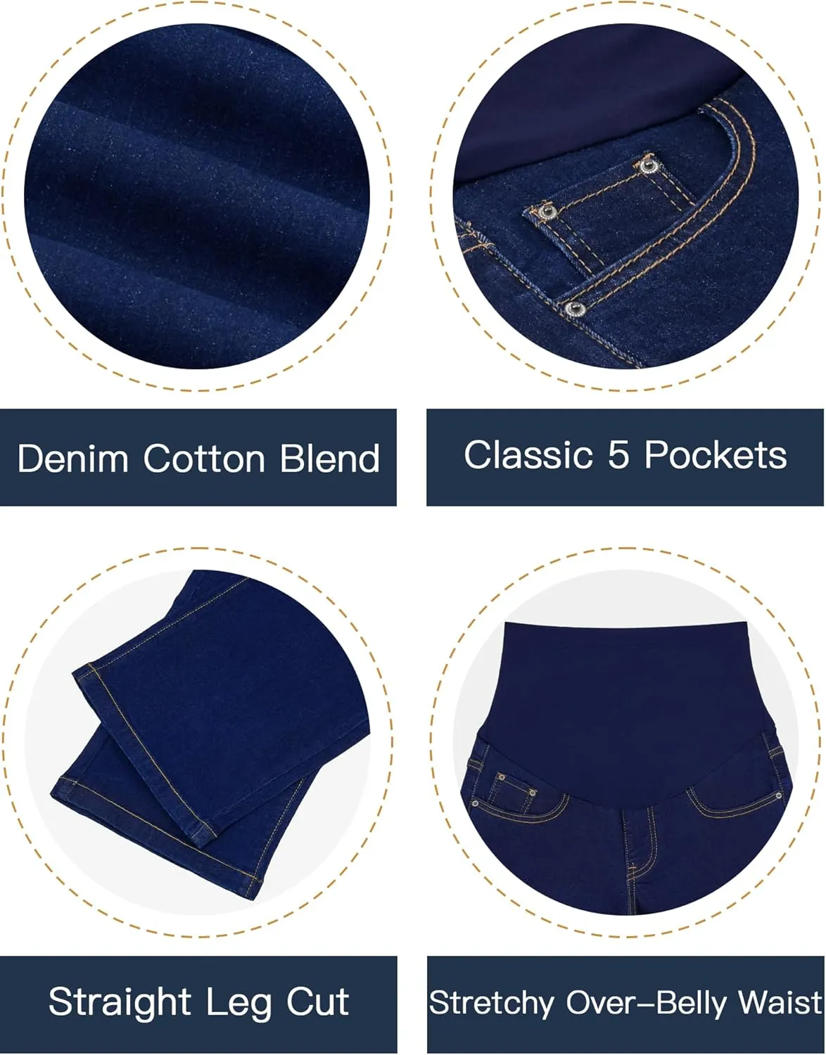 fitglam Women's Maternity Jeans Straight Leg Relaxed Fit Over Belly Pregnancy Denim Work Pants Maternity Clothes with Pockets