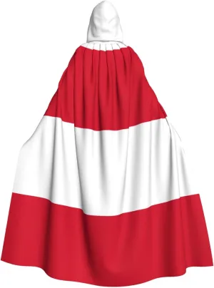 Flag Of Monaco Print Hooded Cloak Wizard Cape Halloween Witch Costume For Men Women Cosplay Party Capes