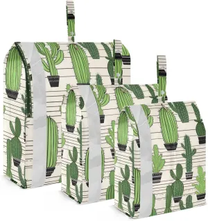 Flower Succulents Cactus Stripe Packing Cubes Lightweight Luggage Organizer with Handle Travel Organizer Bags for Luggage Suitcase