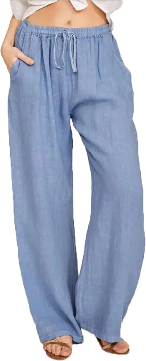 Flowy Women Linen Pants Casual Loose High Waist Trousers Boho Loose Cropped Beach Pants Summer Slacks 2025 Trendy