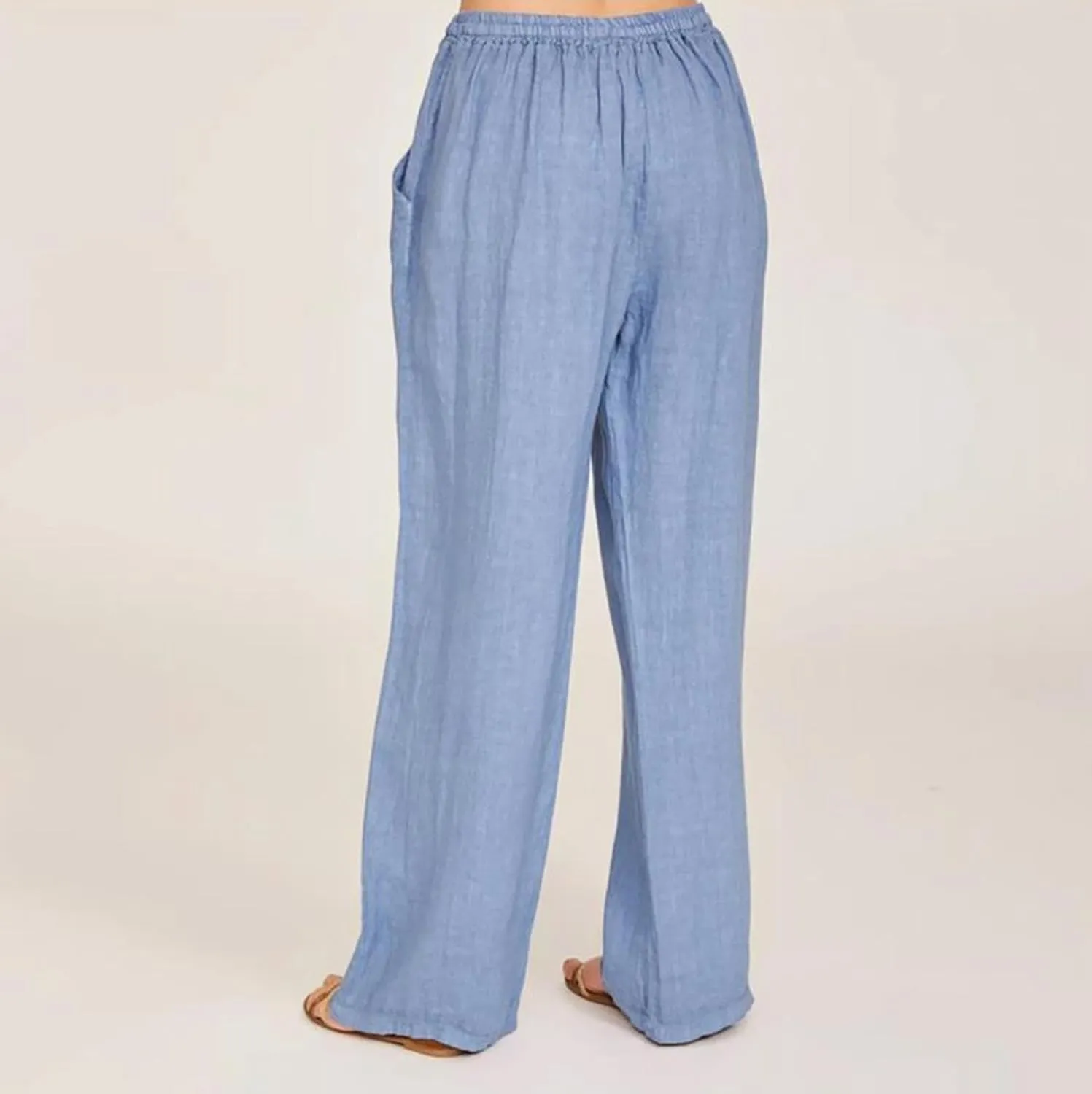 Flowy Women Linen Pants Casual Loose High Waist Trousers Boho Loose Cropped Beach Pants Summer Slacks 2025 Trendy