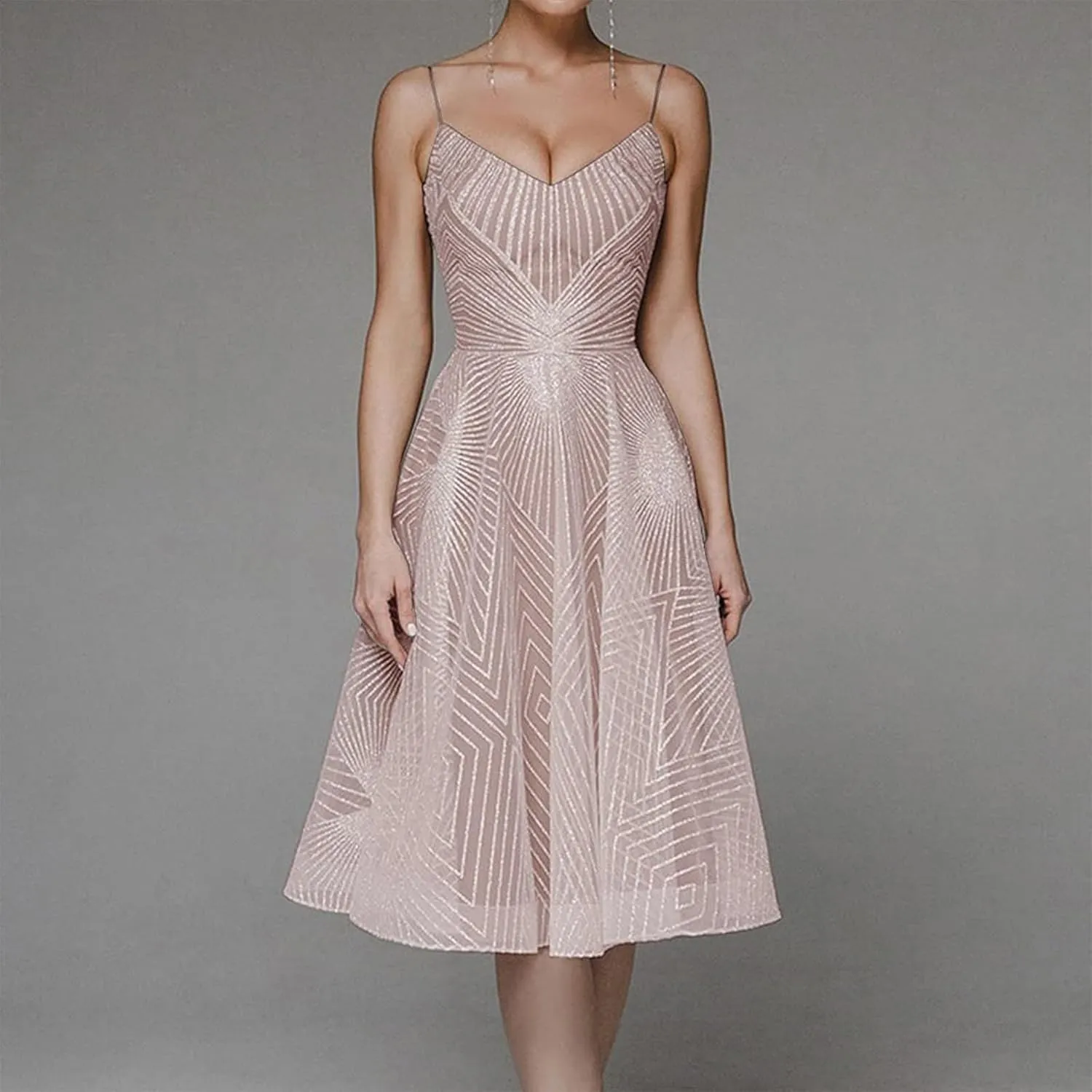Formal Flowy Cocktail Dresses for Women Trendy Off The Shoulder Elegant Plus Size Sexy Sleeveless A Line Midi Dress